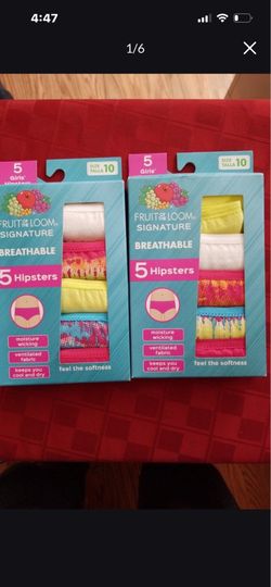 10 PAIR NEW GIRLS FRUIT OF LOOM BREATHABLE MOISTURE WICKING HIPSTER UNDERWEAR SZ 10