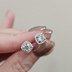 Moissanite Solid Silver Studs Men's Wear 