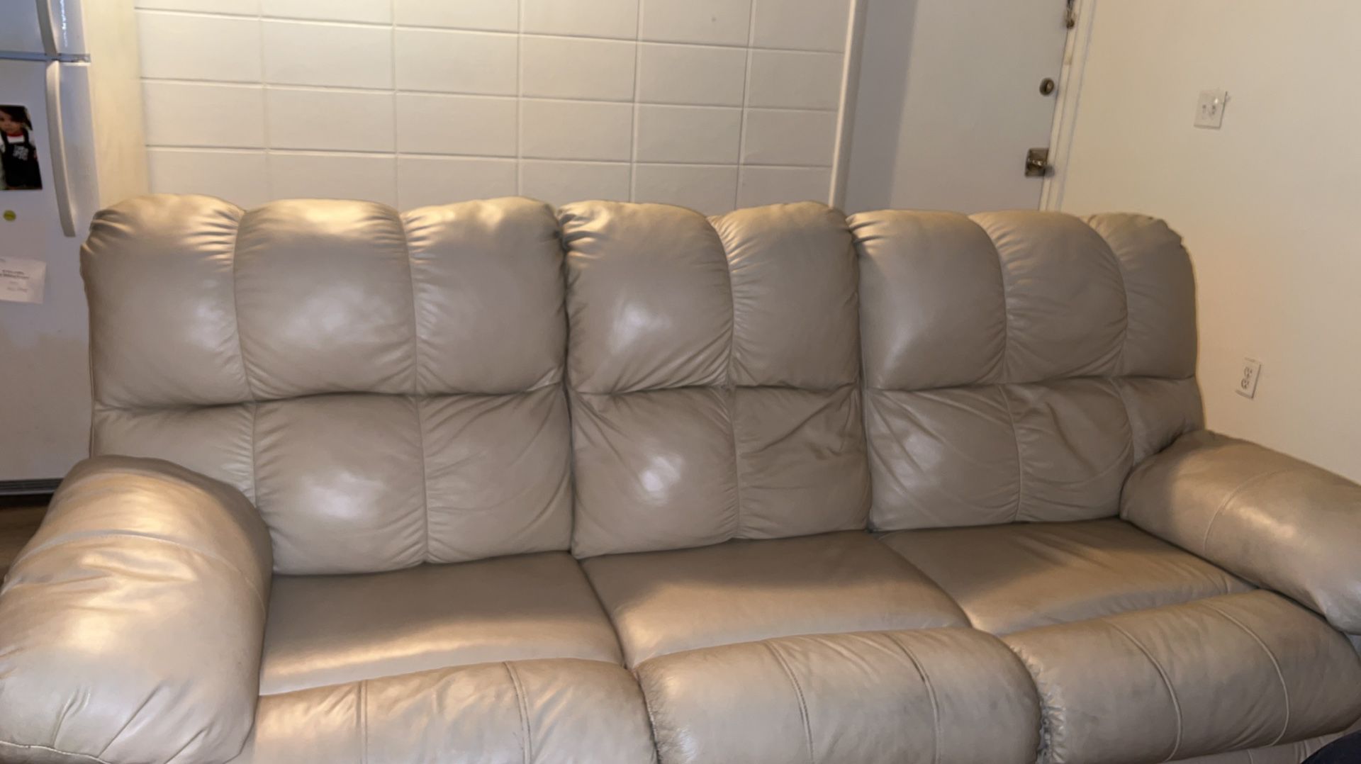 Recliner 3 Seat Beige Couch 