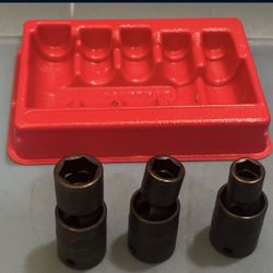 Snap-on Tools 3 pc 3/8" Drive 6-Point SAE Flank Drive® Shallow Swivel Impact Socket Set (7/16"- 1/2"- 5/8")
