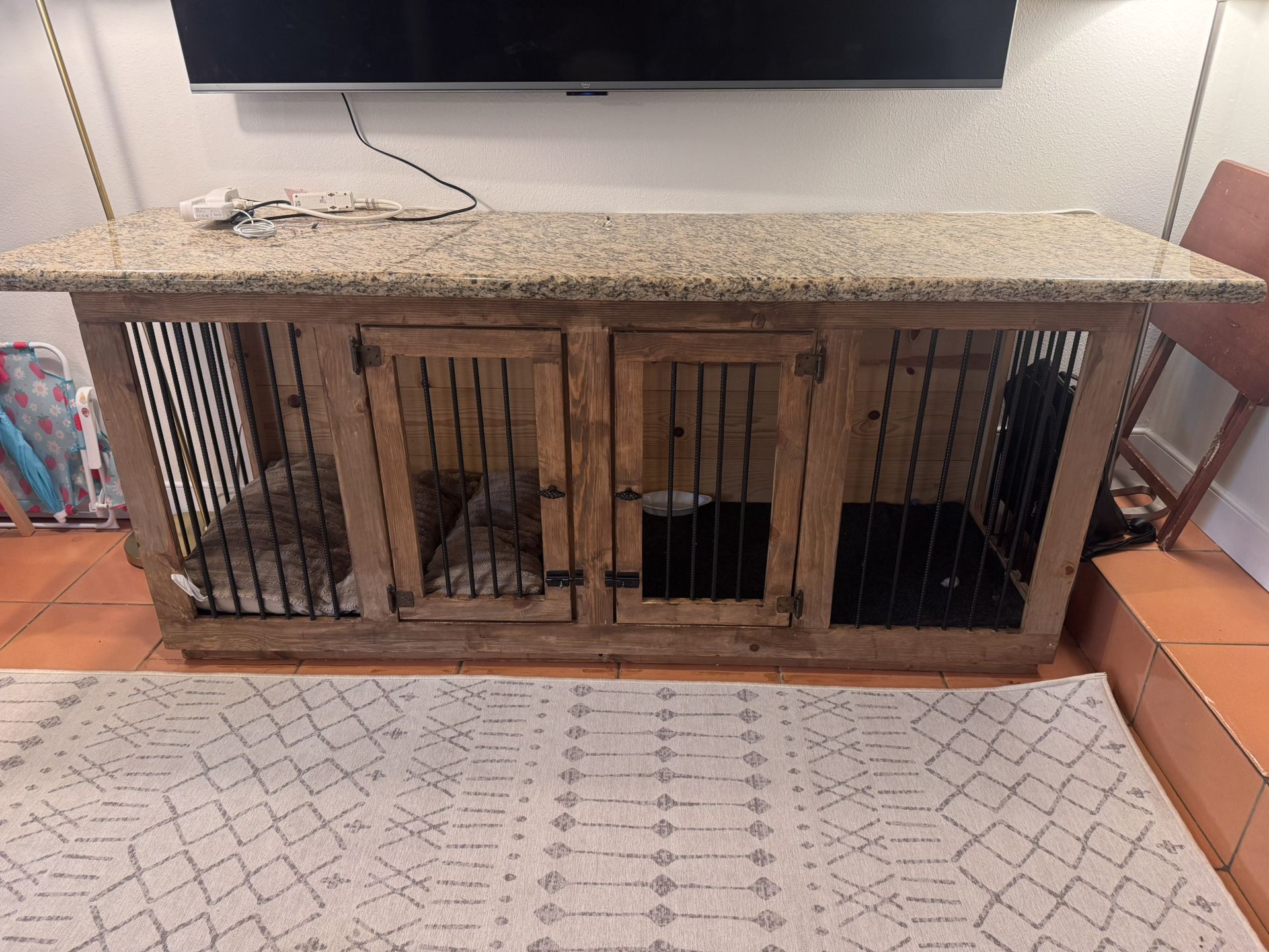 Custom Dog Crate – Solid Wood + Granite Top – $600 (Miami)