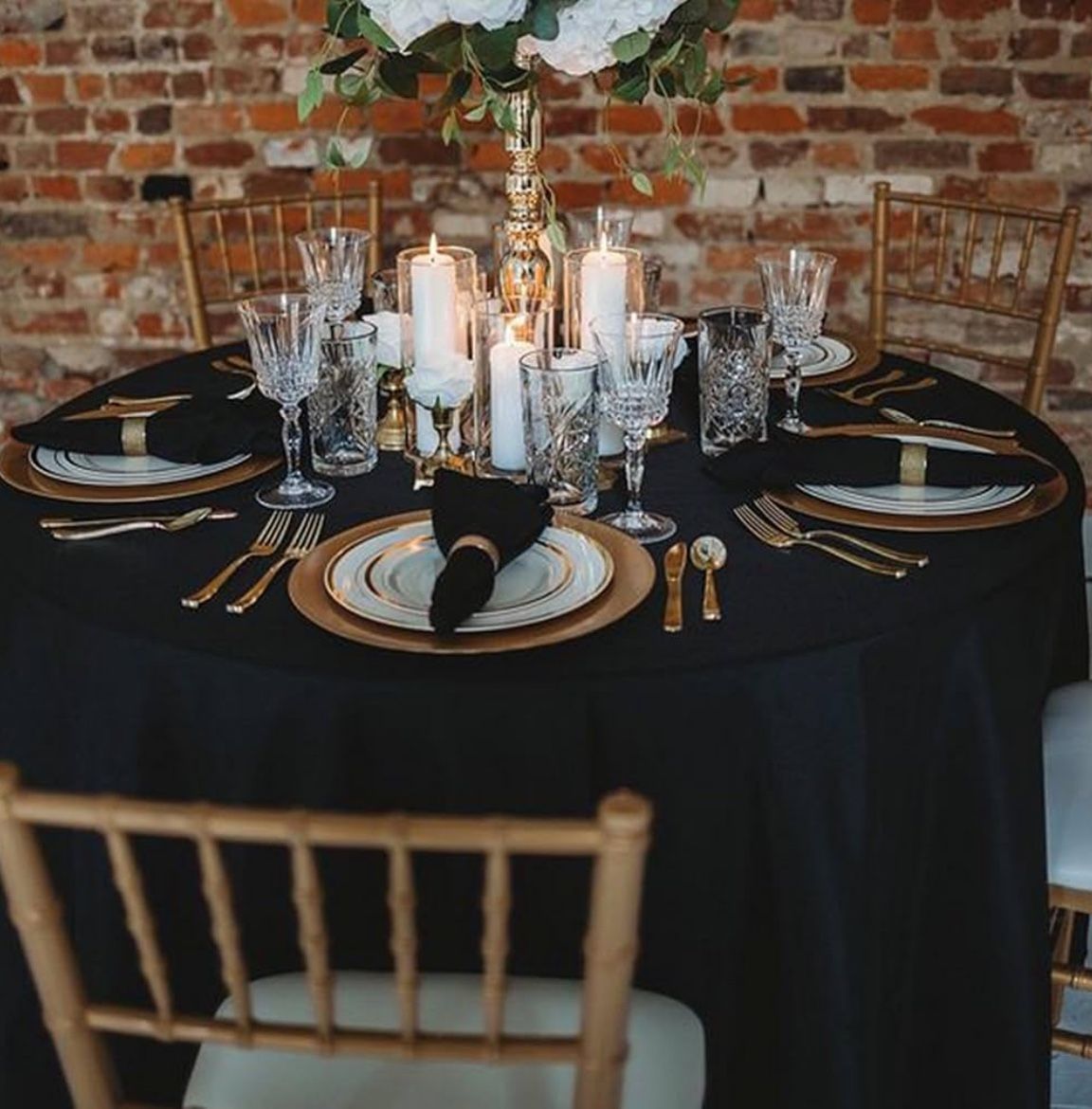  15 New - 120 inch black round tablecloths
