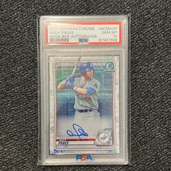 Andy Pages 2020 Bowman Chrome Rookie Autograph PSA 10