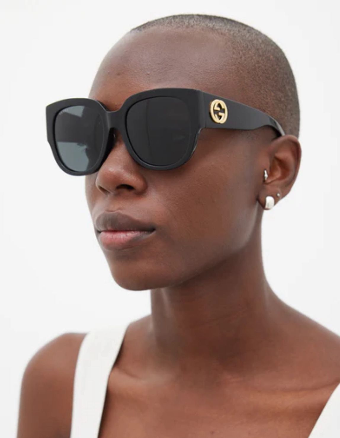 Gucci GG0142SA BLACK GOLD OVERSIZED FRAMES Women's Sunglasses Authentic