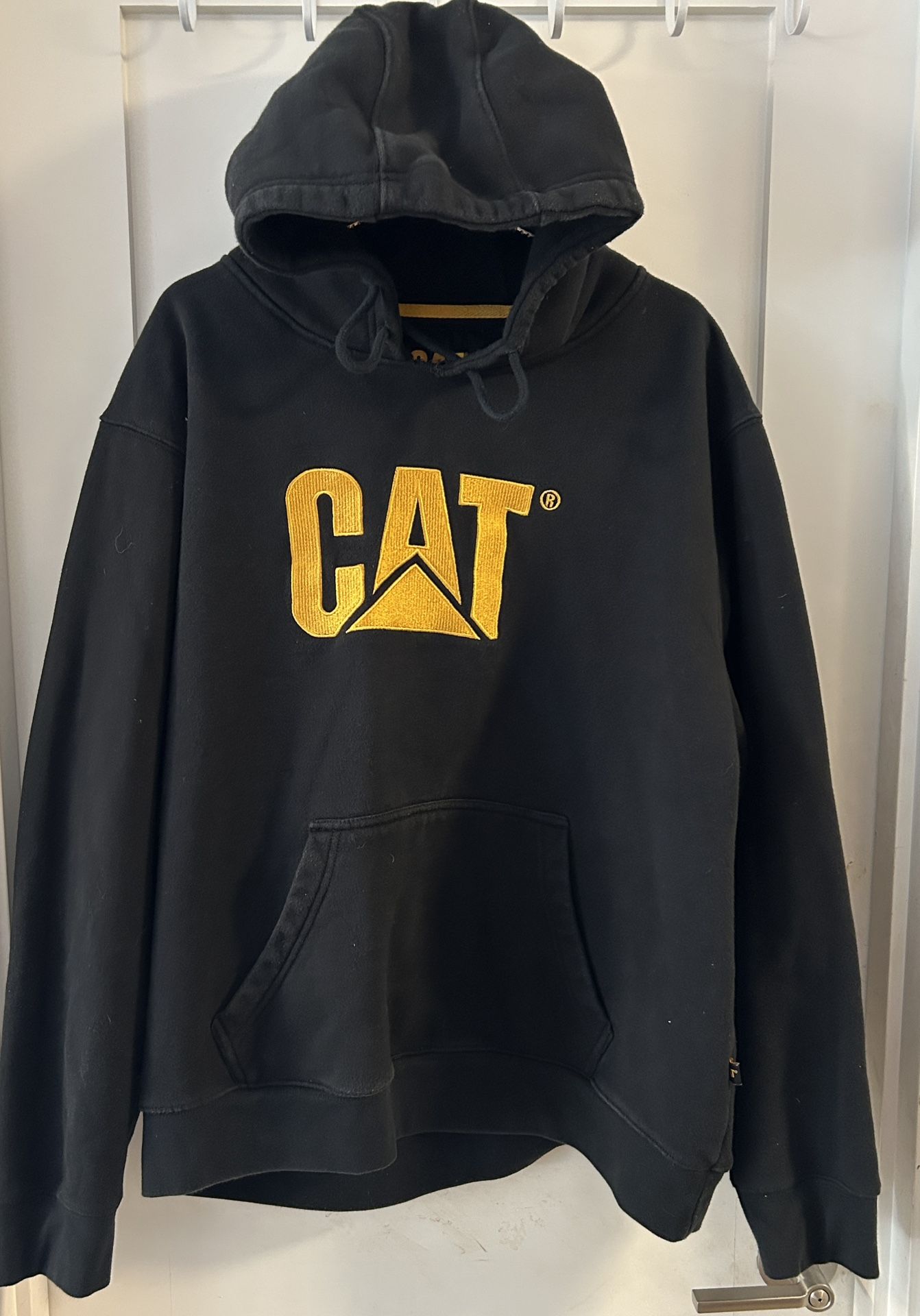 Mens Size XXL CAT Black Hoodie Sweatshirt
