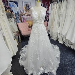 Sz L Wedding Dress Floral Embroidery Vestido De Novia