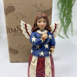 J11 Jim Shore Heartwood Creek – Patriotic Angel Figurine – 5.25” – Red, White & Blue – With Box