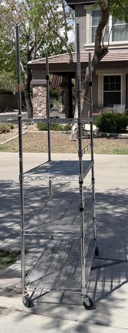 2 Units 18”x48” Chrome Wire Shelving Racks, 18”X48”, 8 -72” Poles, 8-Shelves