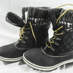 Snow Boots For Women Black/Prints Womens Winter Boots Size 8