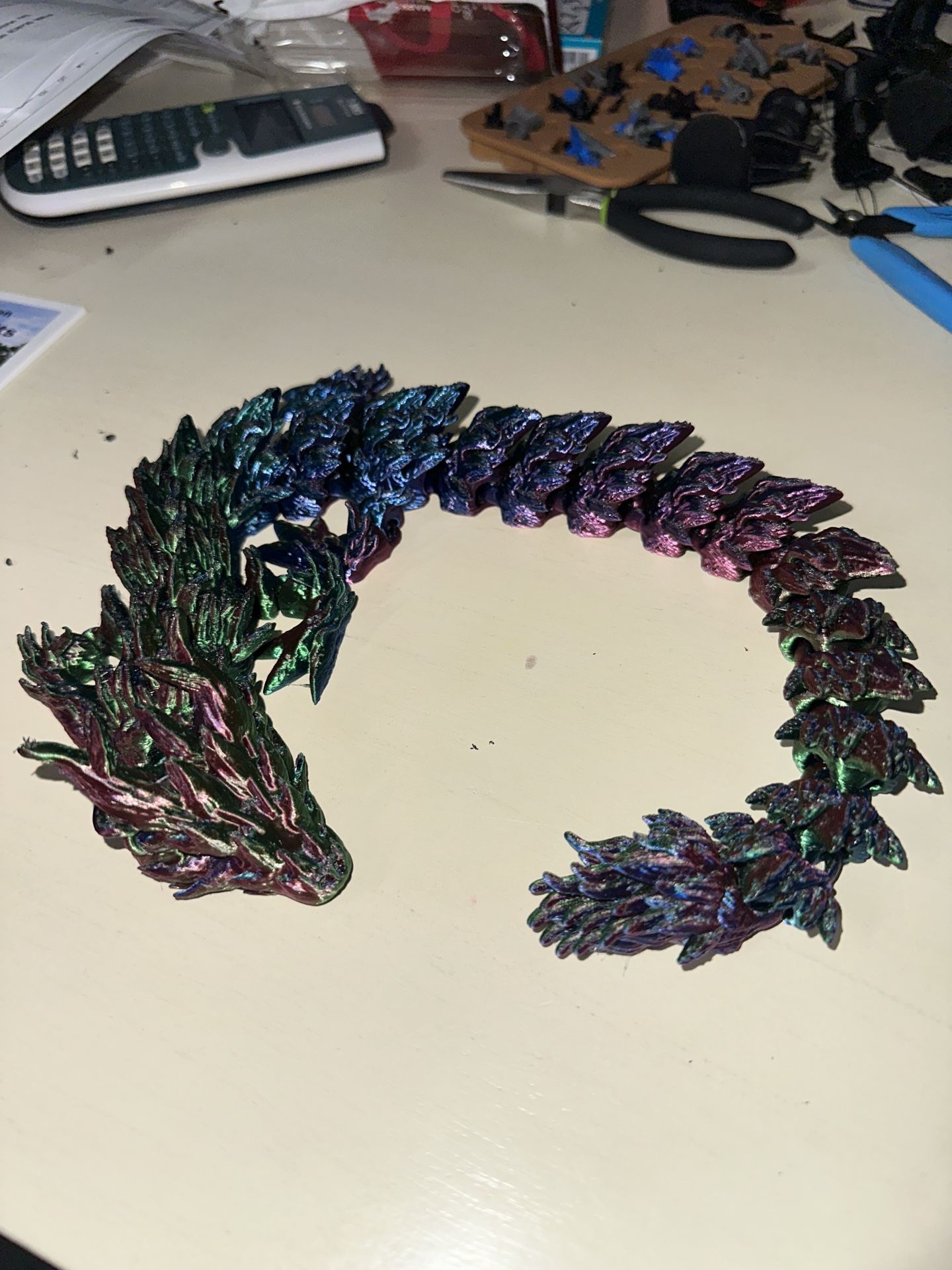 Purple+green+Blue 3d Printed Articulated Dragon