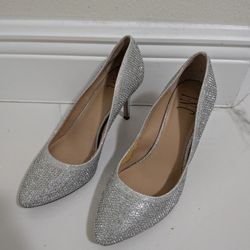 Silver Rhinestone Glitter High Heels