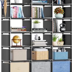 Mavivegue Book Shelf, 18 Cube Storage Organizer, DIY Bookcase, Metal Cube Bookshelf, Cubbies Closet Storage Organizer Shelves for Bedroom,Living Room,