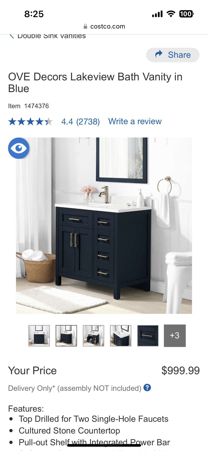 Brand New in box Blue Bath Vanity 36”