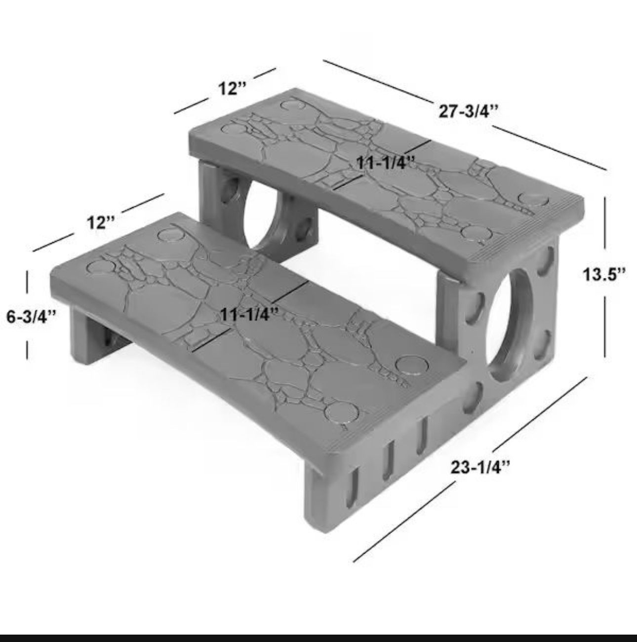 XtremepowerUS 75161-V 2 Multi Purpose Spa Hot Tub Pool RV Campers Deck Lightweight Sided Step (Gray), Large 75261xp