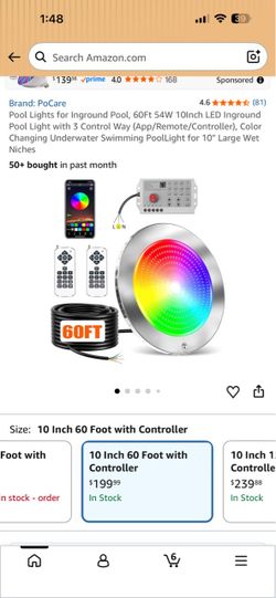 PoCare 54W LED Inground Pool Light with Controller