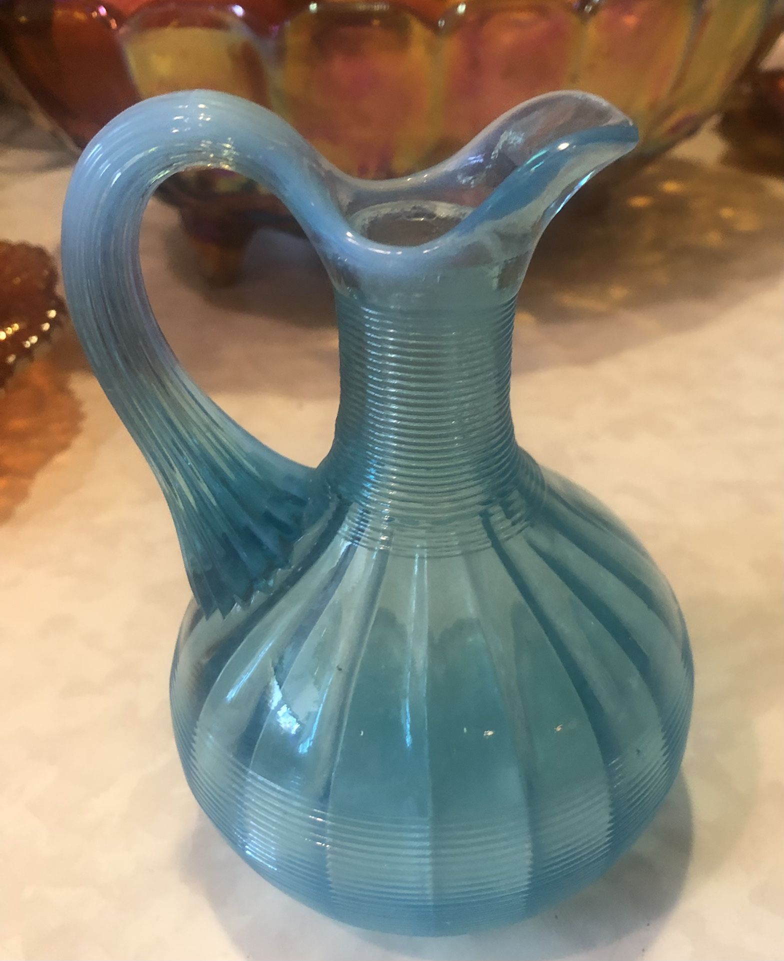 Antique Northwood Blue Opalescent Cruet 