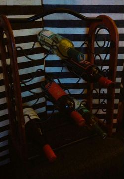 Wood /Wrought IRON Wine RACK