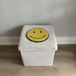 Smiley Face Sherpa Storage Ottoman