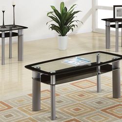 💥NEW 3 PIECES Black Glass Coffee Table Set❗FREE FINANCING AVAILABLE ❗👉0️⃣ DOWN PAYMENT 