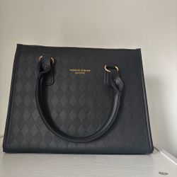 Black Quilted Leather Tote Handbag