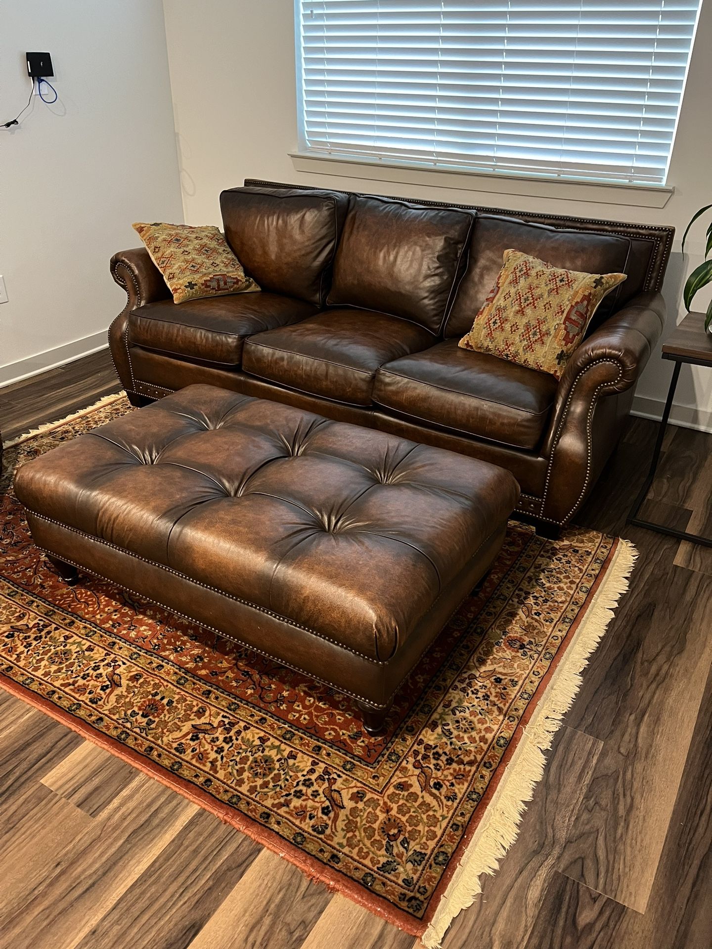 Nice Bernhardt Leather Sofa/Ottoman