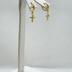 Brand New Brazilian 18k Gold Filled Cross Earrings 