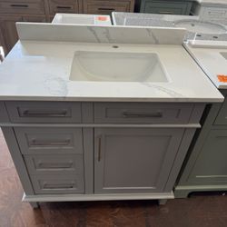 Sonoma 36 in. Single Sink Pebble Gray Bath Vanity With Quartz Top