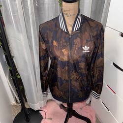 Adidas Foliage Track Jacket - Brown and Navy size S