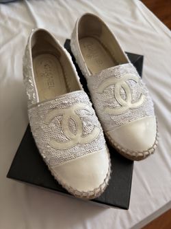 CHANEL ESPADRILLES WHITE SIZE 37
