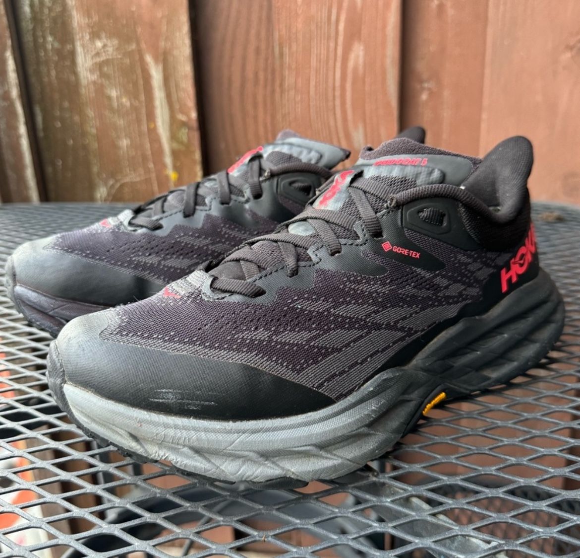 Hoka Speedgoat 5 GoreTex women's trail running shoes size 8B.
