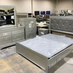 Amalia Gold 4 Pieces Bedroom Set Financing Available 