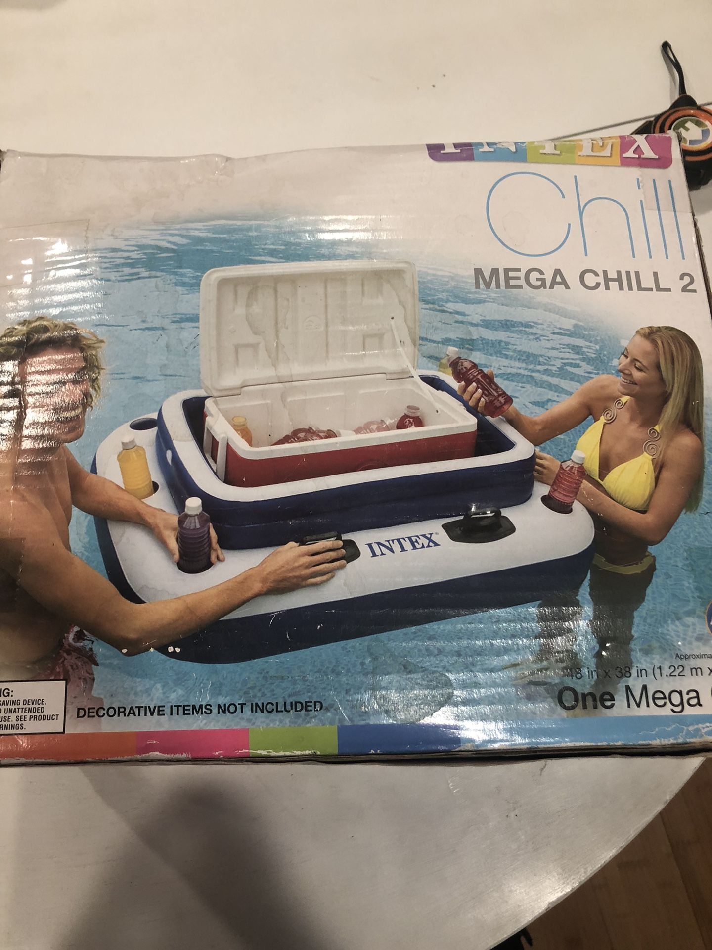 Intex Inflatable Mega Chill II 72 Can Beverage Cooler Float With Lid | 