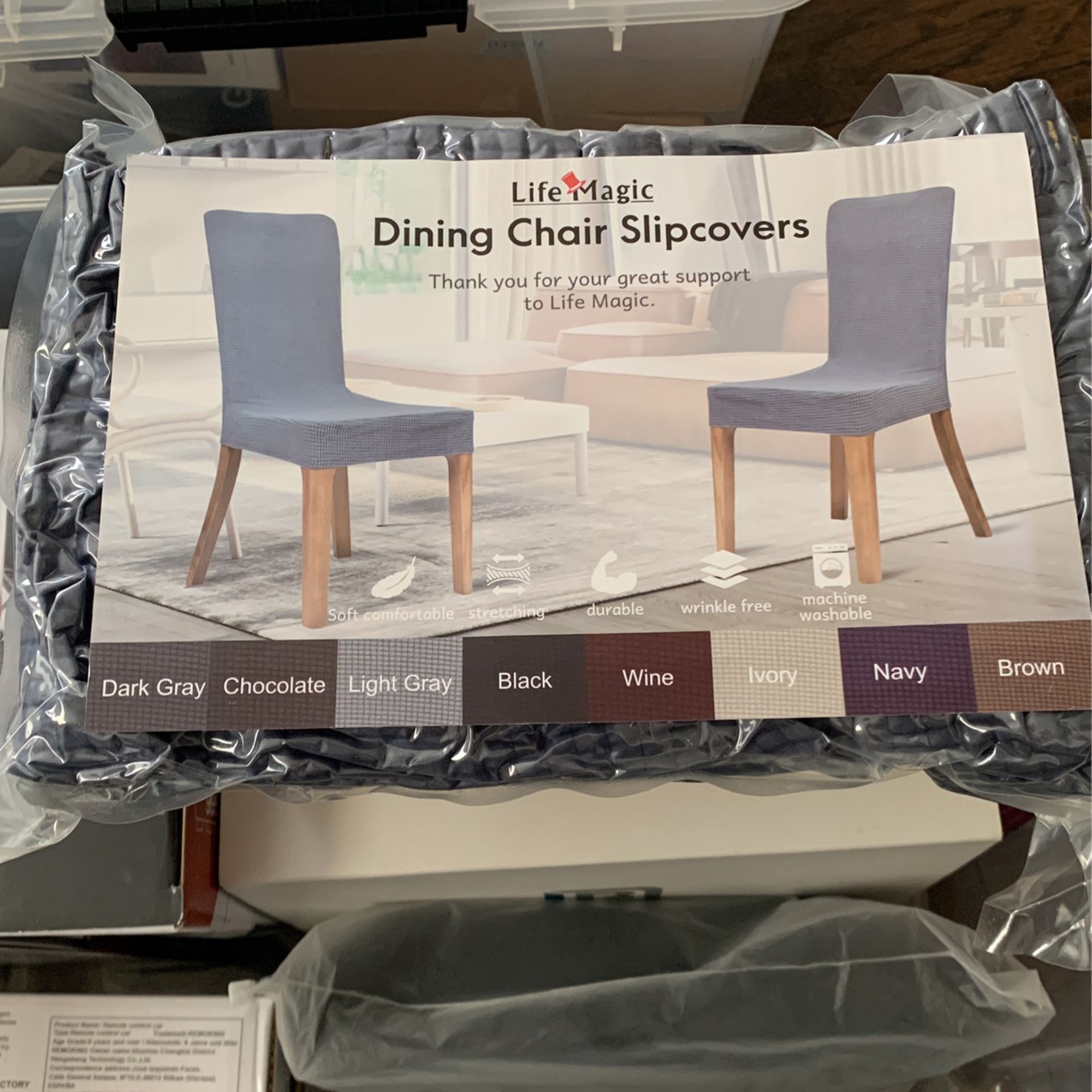 Dark Grey Dining Chair Slipcovers