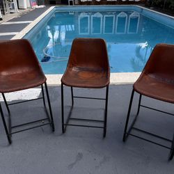 Leather Stools 24inch From Base (all Three For $20)