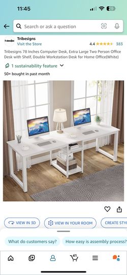 78 Inches Computer Desk, Extra Large Two Person Office Desk with Shelf,