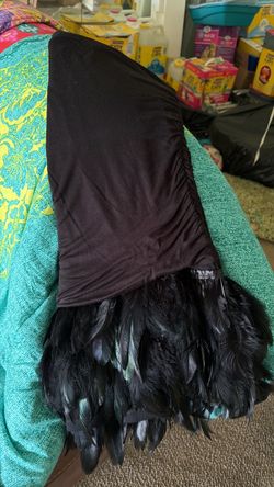 Black Strapless Tube with Feather Hem
