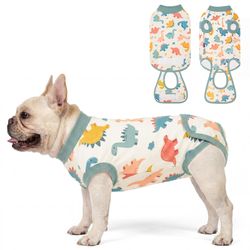 Dog Recovery Suit Medium Dinosaur Print Pet Bodysuit – New
