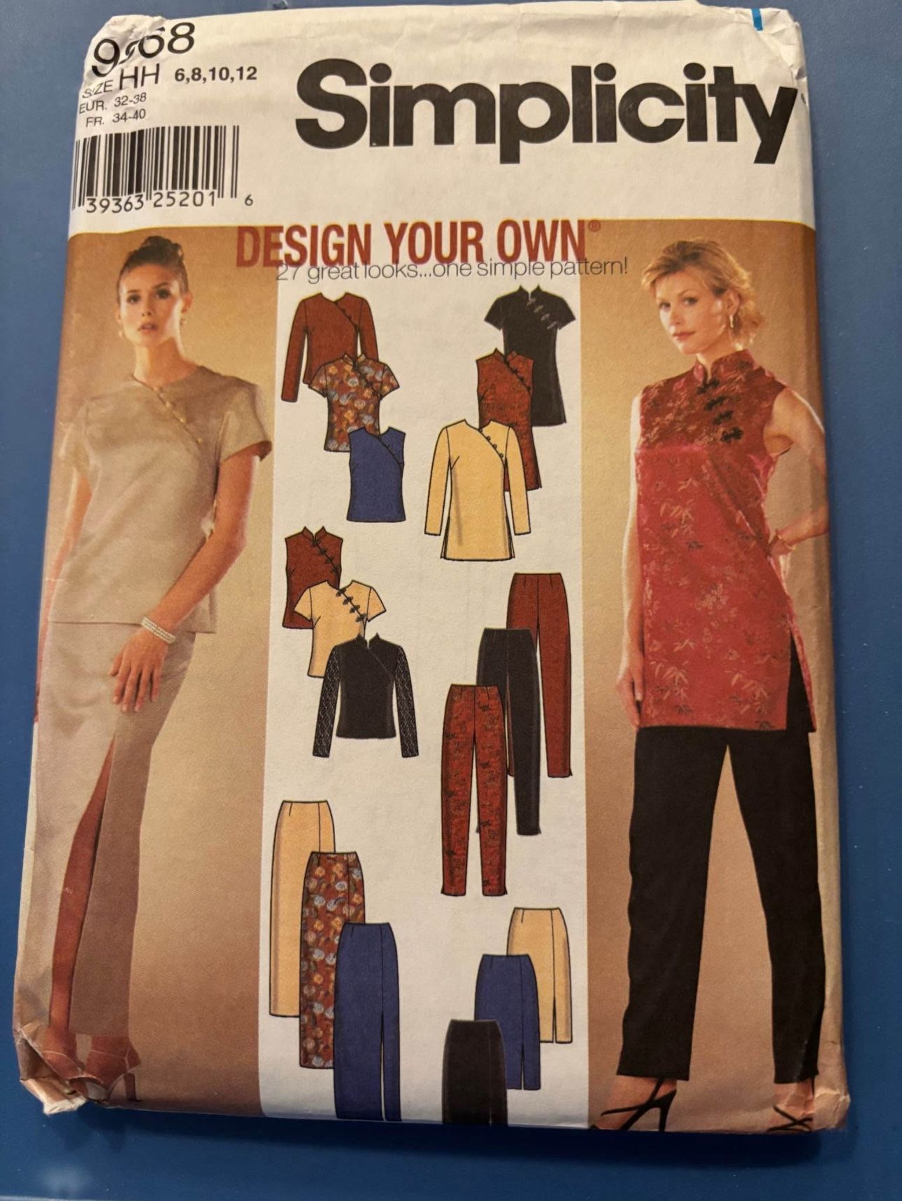 Simplicity sewing pattern 9868 oriental Asian Chinese modern dress pants top; size 6-12
