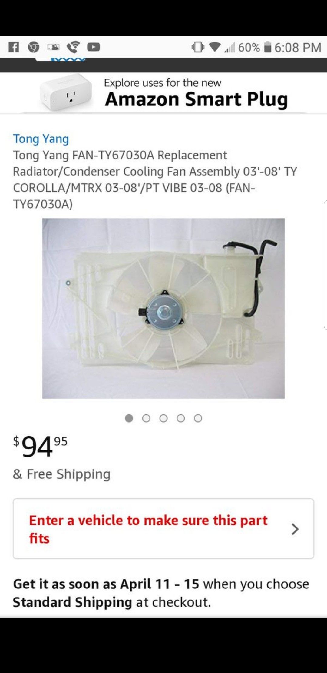 Pontiac vibe, Corolla radiator fan