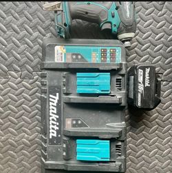 Makita XDT04 Impact driver with double charger and 18 V Battery 