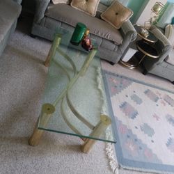 17x20x54 Glass Top Brass Coffee Table