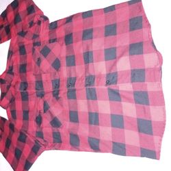 Men Shirt  Large Plaid Red/Black.