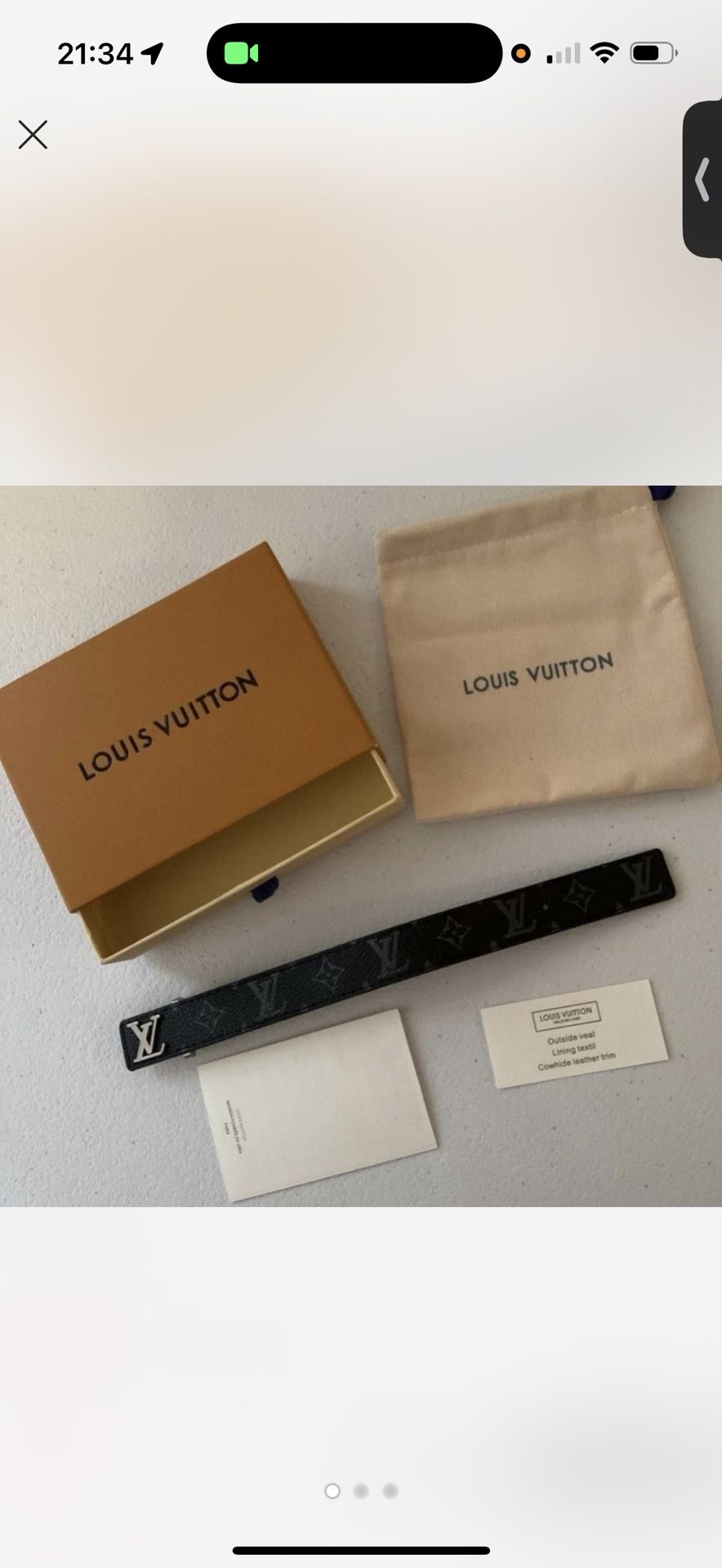 Men’s Louis Vuitton LV Slim Bracelet Adjustable Size Brand New With Packaging