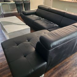 Black Couch L Shaped Sectional  Faux leather