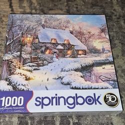 "WINTER RETREAT" Winter Cabin Springbok Puzzle 1000pc Brand New & Factory Sealed