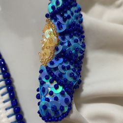 Embroided White And Blue Bikini