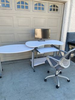 Desk and office chair with outlet USB