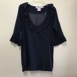 Women’s GRETCHEN SCOTT Designes 100% cotton very thin lightweight 3/4 Sleeve navy tunic blouse… Size small