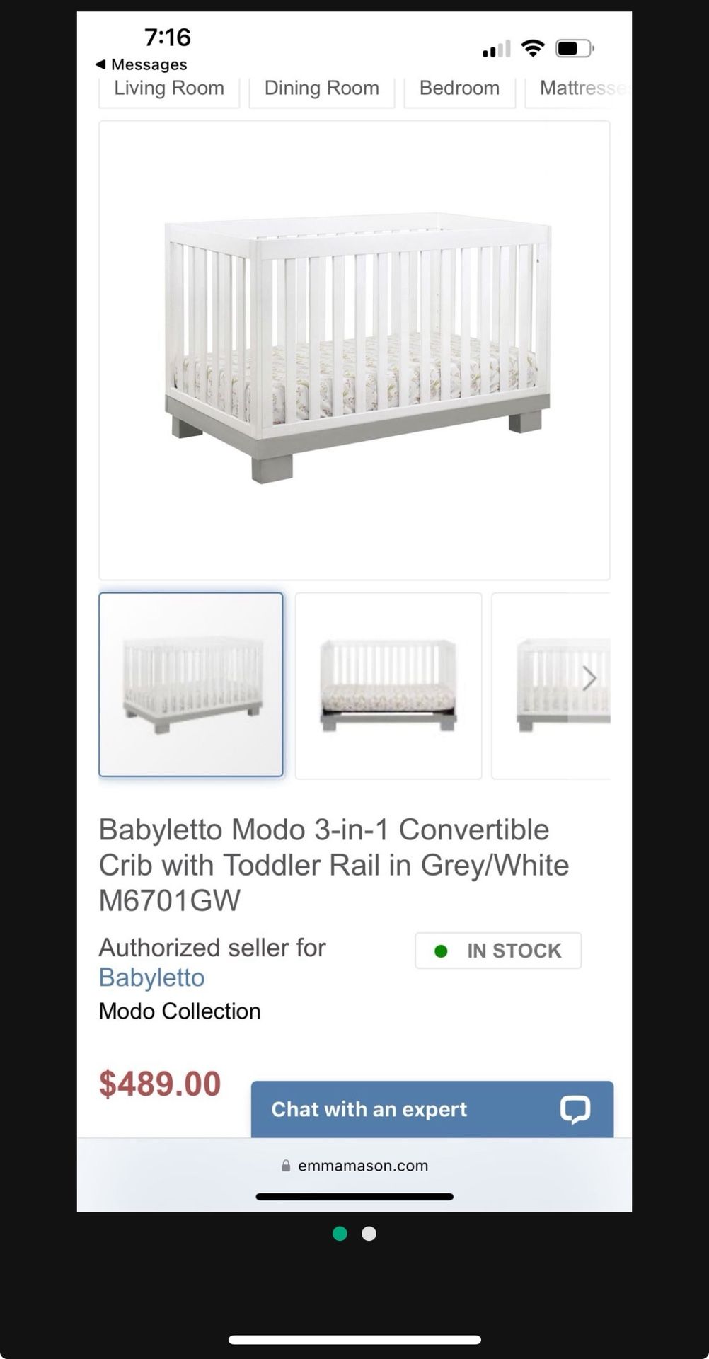 Baby Letto Convertible Crib
