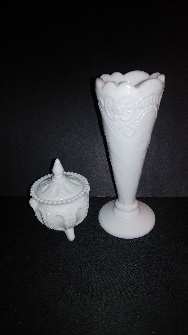 Milk Glass Pair